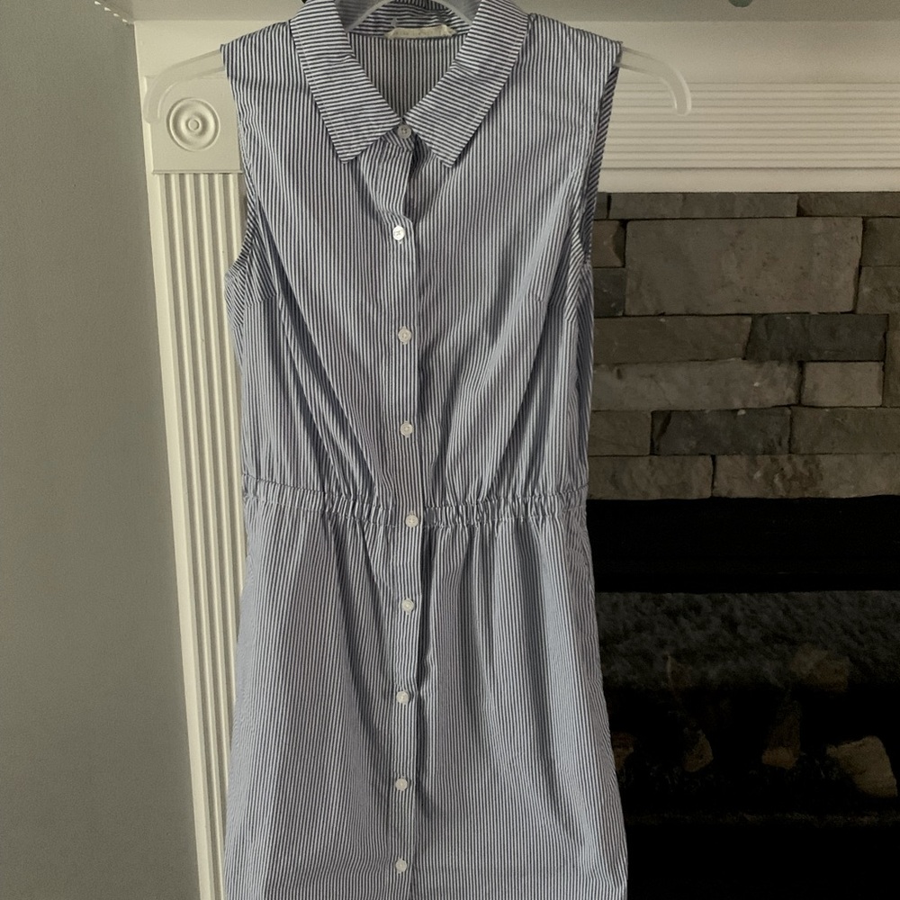 Pinstripe blue and white dress